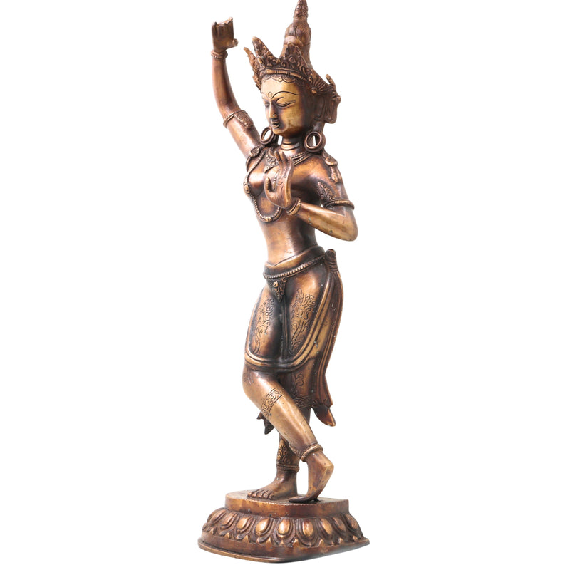 Brass Mayadevi Idol, Mahamaya Devi Handcrafted Traditional Chola Murti for Pooja, Temple Decor & Gifting, Gold, 21 Inch, 1 Piece