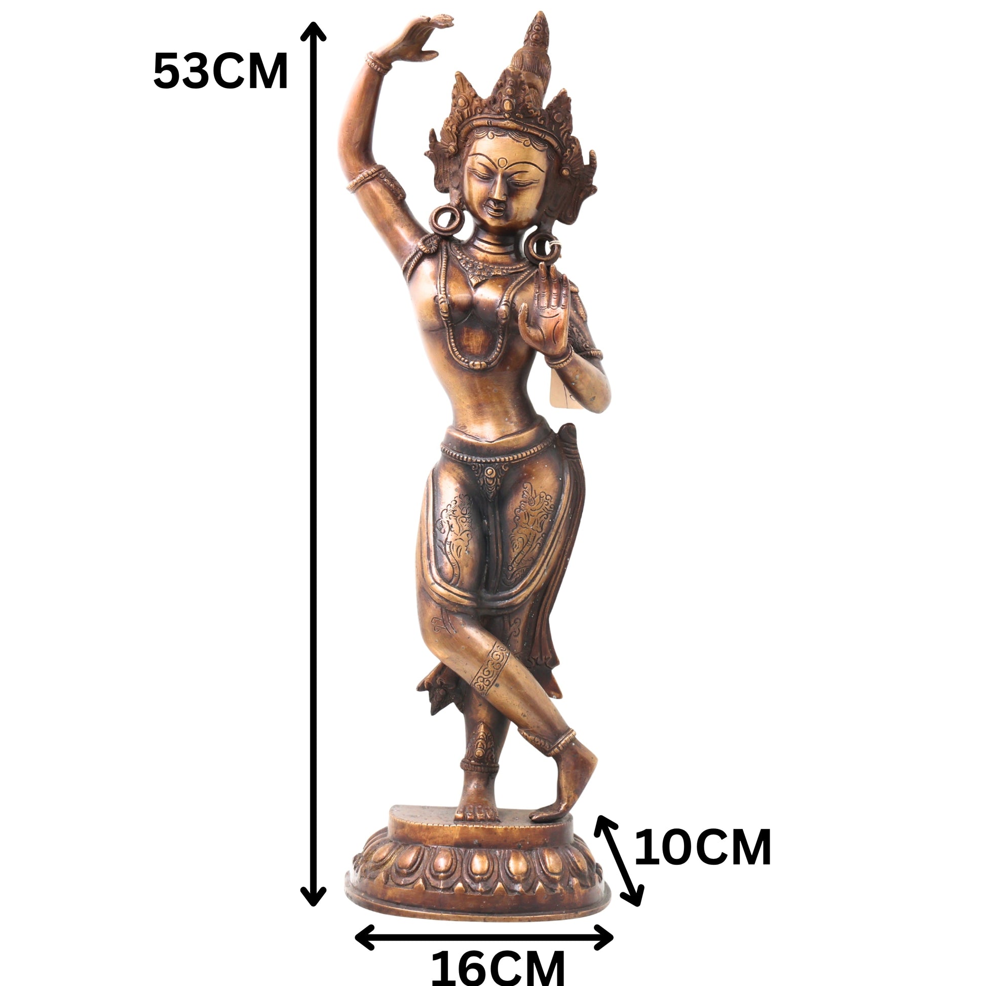 Brass Mayadevi Idol, Mahamaya Devi Handcrafted Traditional Chola Murti for Pooja, Temple Decor & Gifting, Gold, 21 Inch, 1 Piece