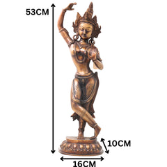Brass Mayadevi Idol, Mahamaya Devi Handcrafted Traditional Chola Murti for Pooja, Temple Decor & Gifting, Gold, 21 Inch, 1 Piece