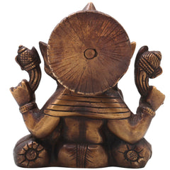Brass Ganesh Idol Ganapati Vinayaka Murti Handcrafted Traditional Chola Style for Pooja Home Decor & Gifting, Gold, 6.5 Inch, 1 Piece