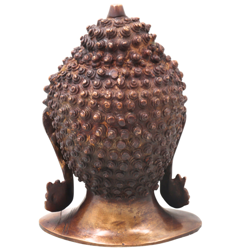 Brass Buddha Head Idol Statue, Handcrafted Gautama Buddha Face Sculpture for Home Decor, Pooja, Vastu & Gifting, Gold, 9.5 Inch, 1 Piece