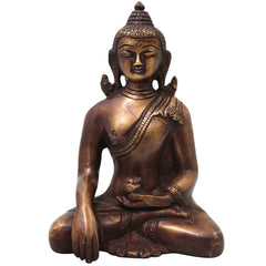 Brass Gautama Buddha Idol Handcrafted Statue Traditional Spiritual Murti for Pooja Home Decor & Gifting, Gold, 10 Inch, 1 Piece