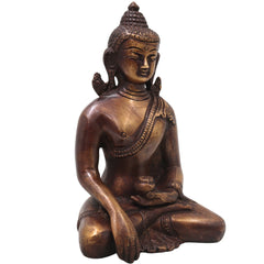 Brass Gautama Buddha Idol Handcrafted Statue Traditional Spiritual Murti for Pooja Home Decor & Gifting, Gold, 10 Inch, 1 Piece