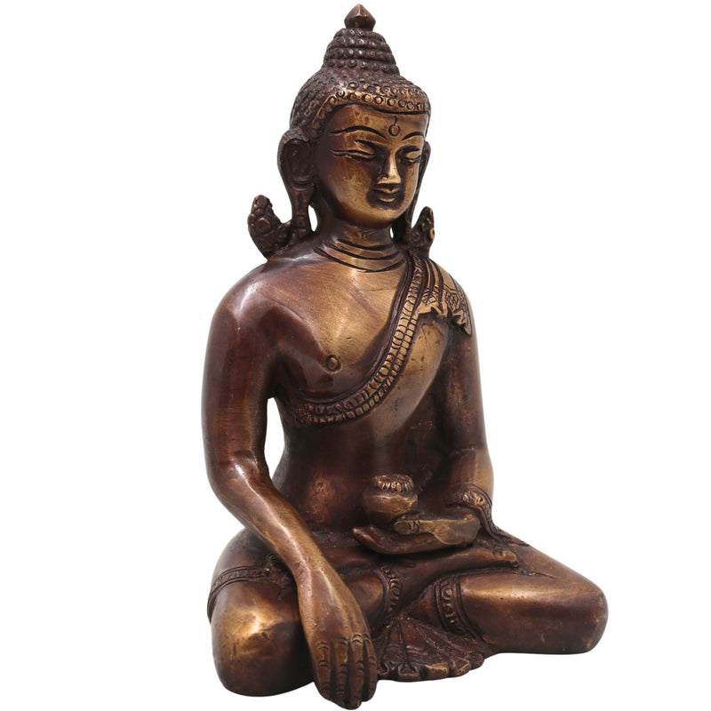Brass Gautama Buddha Idol Handcrafted Statue Traditional Spiritual Murti for Pooja Home Decor & Gifting, Gold, 10 Inch, 1 Piece