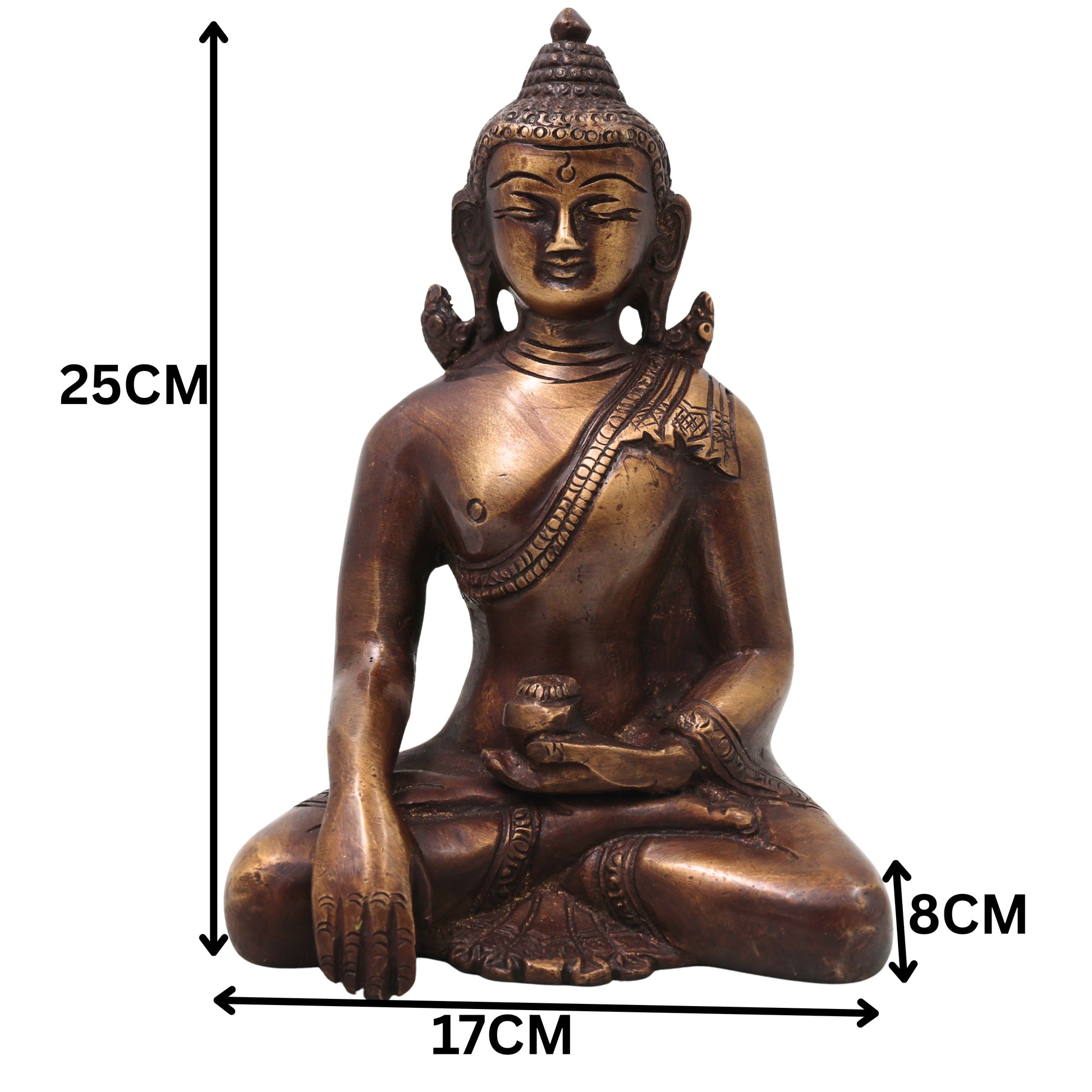 Brass Gautama Buddha Idol Handcrafted Statue Traditional Spiritual Murti for Pooja Home Decor & Gifting, Gold, 10 Inch, 1 Piece