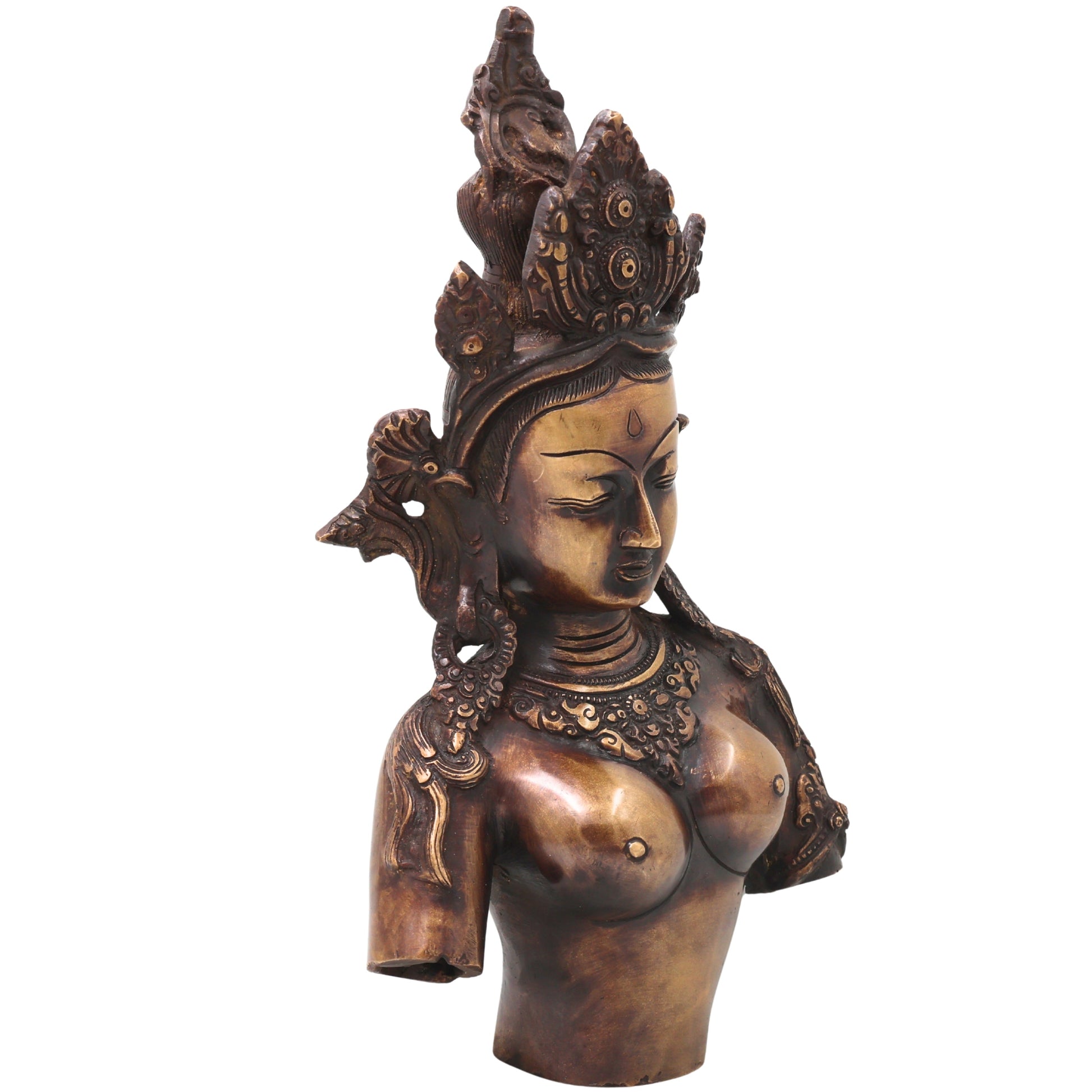 Brass Tara Devi Sculpture, Handcrafted Traditional Chola Style Goddess Idol for Pooja, Home Decor & Gifting, Gold, 14 Inch, 1 Piece