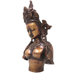 Brass Tara Devi Sculpture, Handcrafted Traditional Chola Style Goddess Idol for Pooja, Home Decor & Gifting, Gold, 14 Inch, 1 Piece