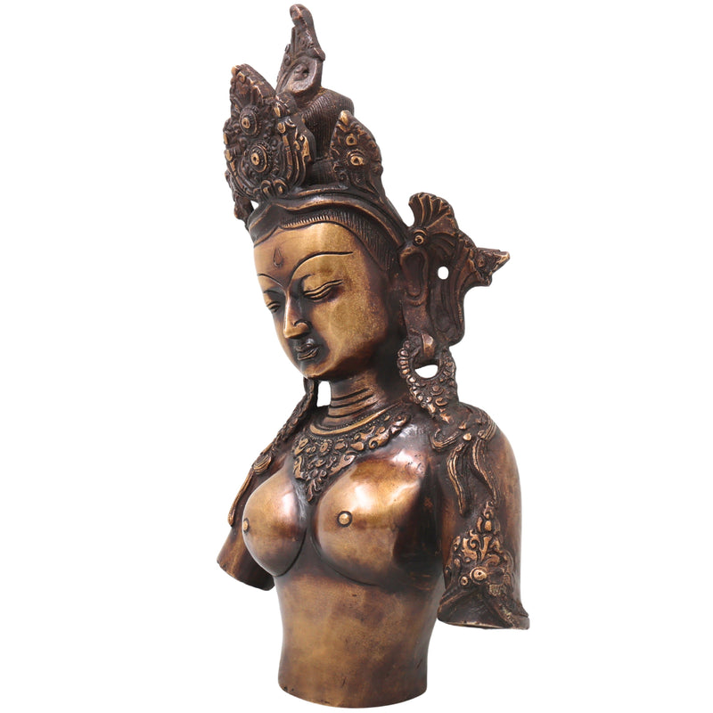 Brass Tara Devi Sculpture, Handcrafted Traditional Chola Style Goddess Idol for Pooja, Home Decor & Gifting, Gold, 14 Inch, 1 Piece