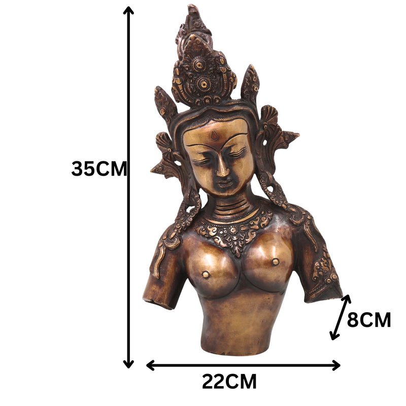 Brass Tara Devi Sculpture, Handcrafted Traditional Chola Style Goddess Idol for Pooja, Home Decor & Gifting, Gold, 14 Inch, 1 Piece
