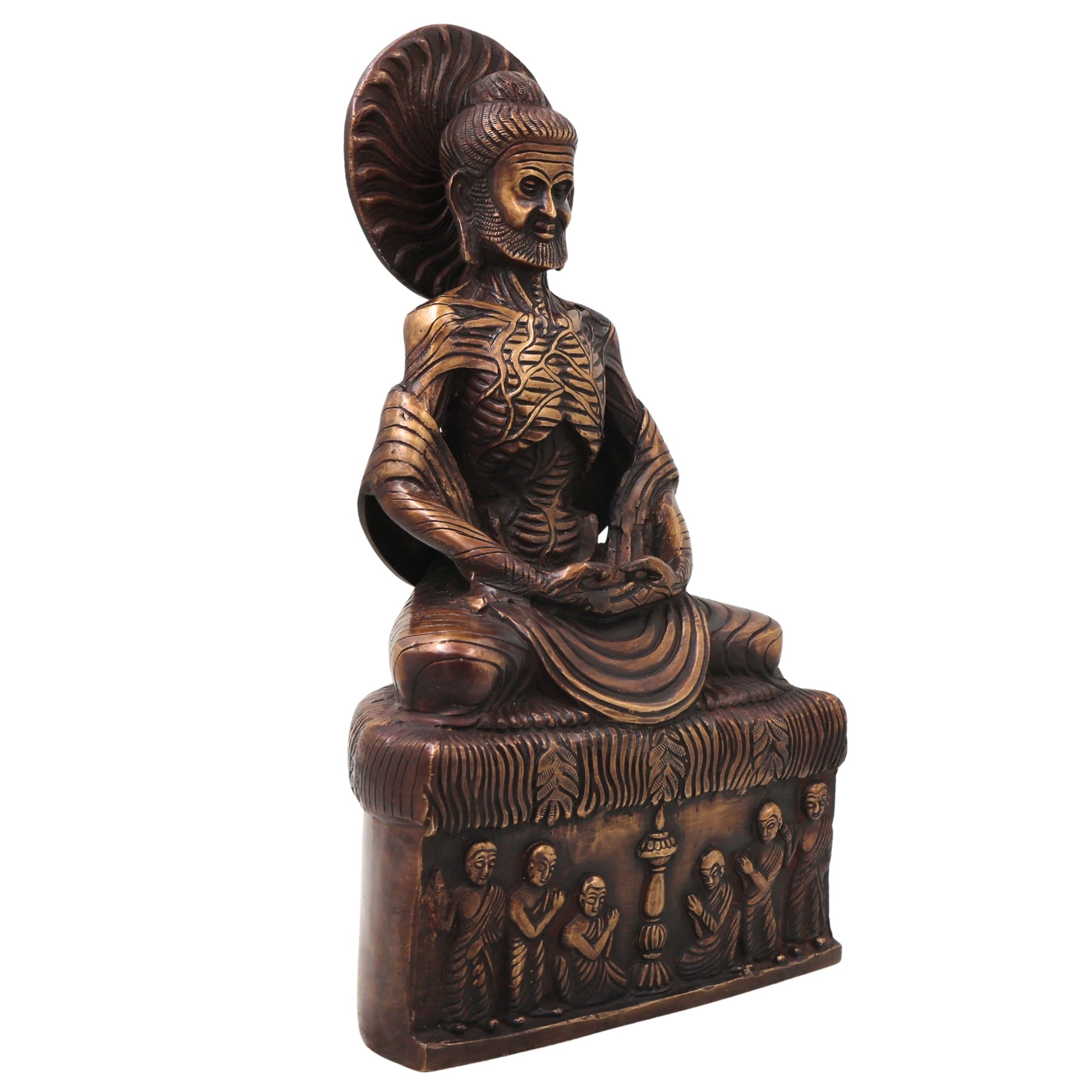 Brass Fasting Buddha Idol Statue, Handcrafted Ascetic Shakyamuni Gautama Sculpture for Pooja, Home Decor & Gifting, Gold, 12.5 Inch, 1 Piece