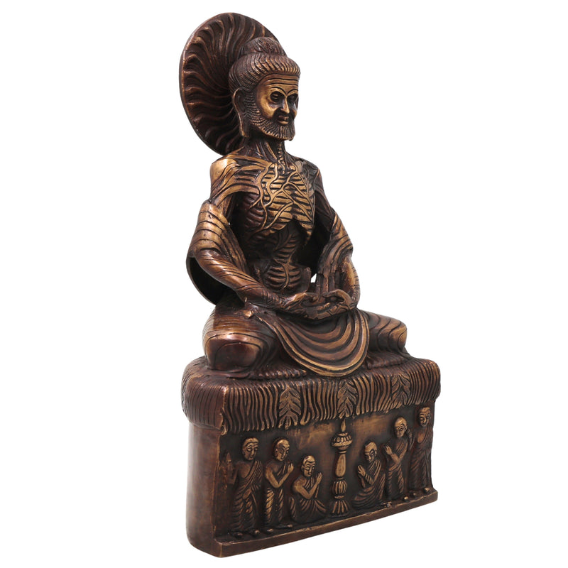 Brass Fasting Buddha Idol Statue, Handcrafted Ascetic Shakyamuni Gautama Sculpture for Pooja, Home Decor & Gifting, Gold, 12.5 Inch, 1 Piece