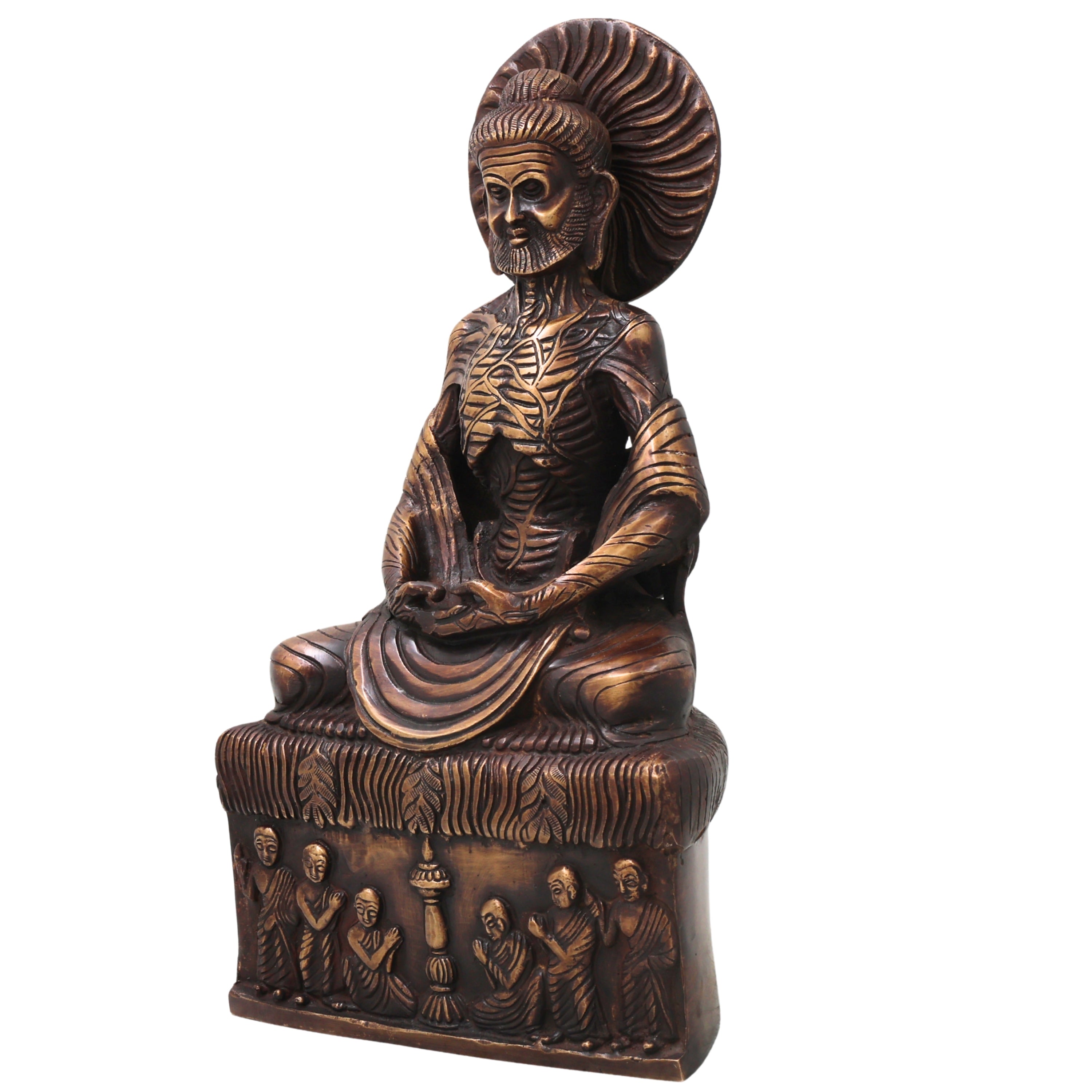 Brass Fasting Buddha Idol Statue, Handcrafted Ascetic Shakyamuni Gautama Sculpture for Pooja, Home Decor & Gifting, Gold, 12.5 Inch, 1 Piece