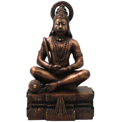 Brass Hanuman Idol Murti, Handcrafted Bajrangbali Anjaneya Statue for Pooja, Home Decor & Spiritual Gifting, Gold, 14.5 Inch, 1 Piece
