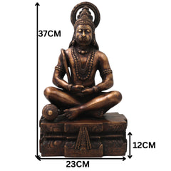 Brass Hanuman Idol Murti, Handcrafted Bajrangbali Anjaneya Statue for Pooja, Home Decor & Spiritual Gifting, Gold, 14.5 Inch, 1 Piece