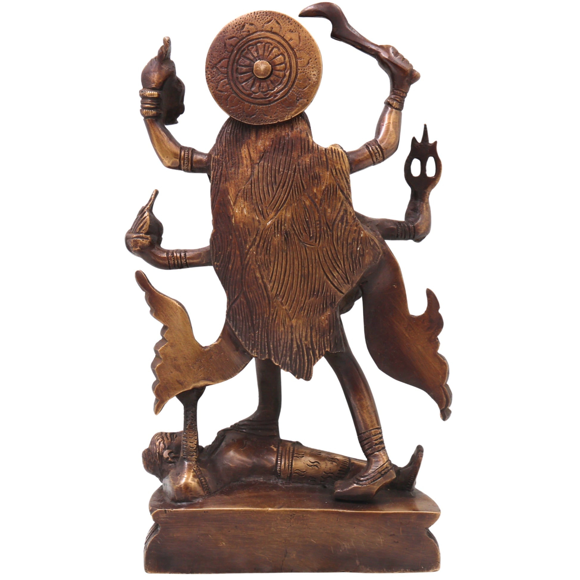 Handcrafted Brass Mahakali Idol Murti Traditional Chola Style Kali Mata Statue for Pooja Home Decor Gifting, Gold, 10 Inch, 1 Piece