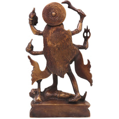 Handcrafted Brass Mahakali Idol Murti Traditional Chola Style Kali Mata Statue for Pooja Home Decor Gifting, Gold, 10 Inch, 1 Piece
