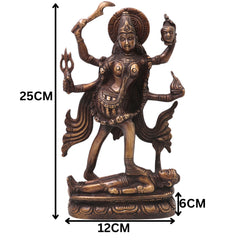 Handcrafted Brass Mahakali Idol Murti Traditional Chola Style Kali Mata Statue for Pooja Home Decor Gifting, Gold, 10 Inch, 1 Piece