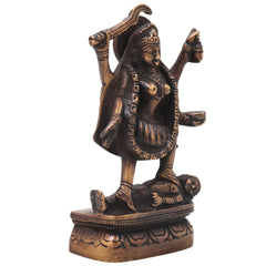 Brass Mahakali Idol Murti Handcrafted Traditional Kali Mata Statue for Pooja Decor Gifting, Gold, 6.5 Inch, 1 Piece