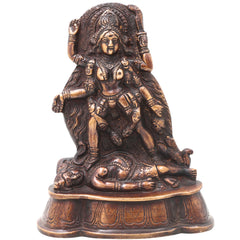 Brass Mahakali Idol Murti, Handcrafted Traditional Kalika Devi Statue for Pooja, Home Decor & Gifting, Gold, 7 Inch, 1 Piece