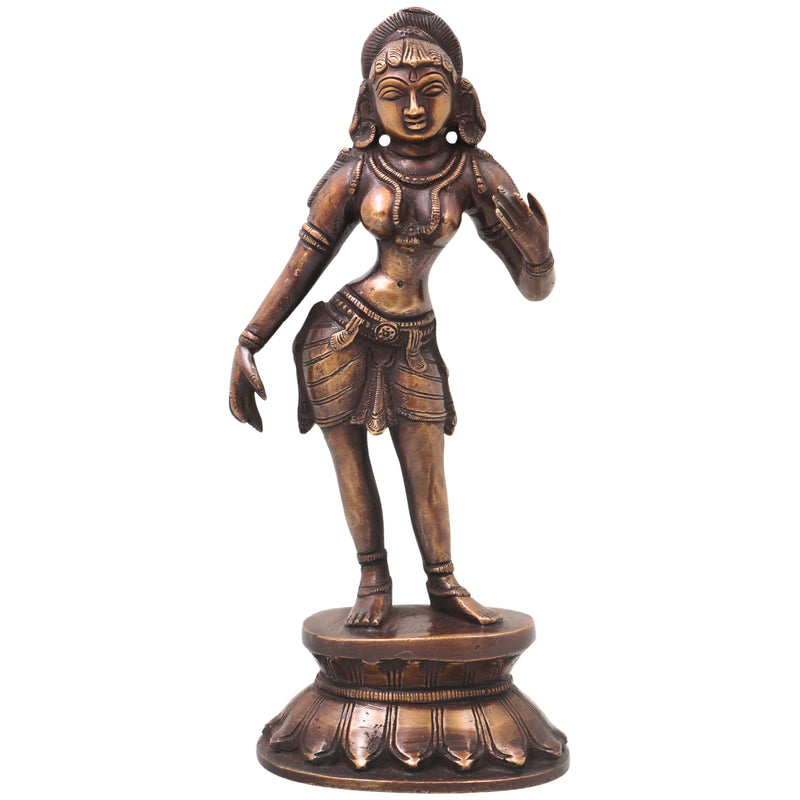 Brass Nartaki Dancer Sculpture Idol Handcrafted Traditional Chola Art Statue for Home Decor Pooja & Gifting, Gold, 11 Inch, 1 Piece
