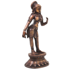 Brass Nartaki Dancer Sculpture Idol Handcrafted Traditional Chola Art Statue for Home Decor Pooja & Gifting, Gold, 11 Inch, 1 Piece