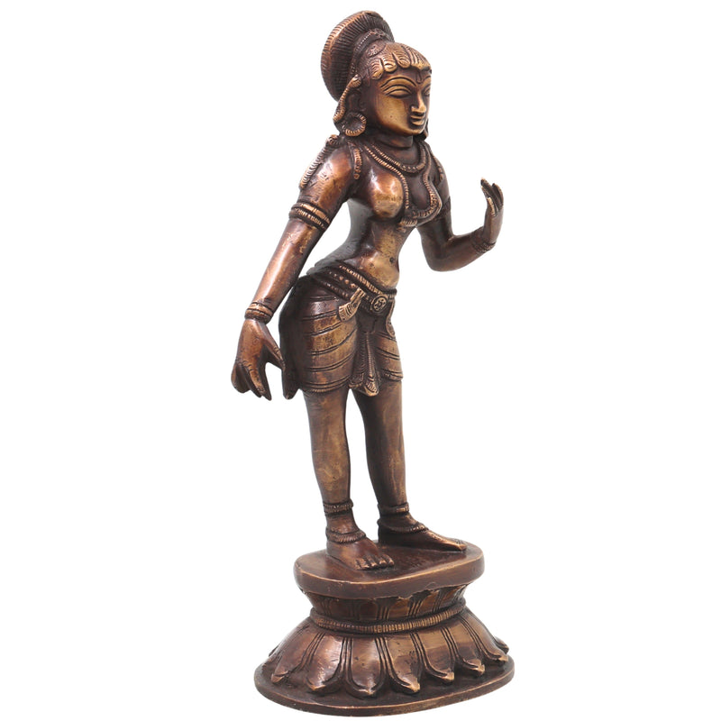 Brass Nartaki Dancer Sculpture Idol Handcrafted Traditional Chola Art Statue for Home Decor Pooja & Gifting, Gold, 11 Inch, 1 Piece