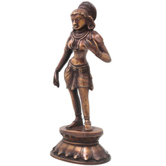 Brass Nartaki Dancer Sculpture Idol Handcrafted Traditional Chola Art Statue for Home Decor Pooja & Gifting, Gold, 11 Inch, 1 Piece