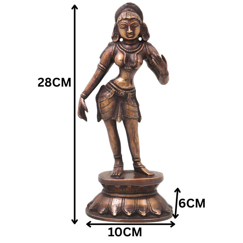 Brass Nartaki Dancer Sculpture Idol Handcrafted Traditional Chola Art Statue for Home Decor Pooja & Gifting, Gold, 11 Inch, 1 Piece