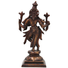 Brass Chaturbhuja Krishna Idol, Handcrafted Vaikuntha Narayana Murti for Pooja, Home Decor & Gifting, Gold, 12.5 Inch, 1 Piece