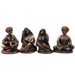 Handcrafted Brass Musician Sculpture Pair Traditional Figurines for Home Decor, Collectors & Gifting, Gold, 7 Inch, 1 Piece