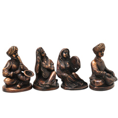 Handcrafted Brass Musician Sculpture Pair Traditional Figurines for Home Decor, Collectors & Gifting, Gold, 7 Inch, 1 Piece