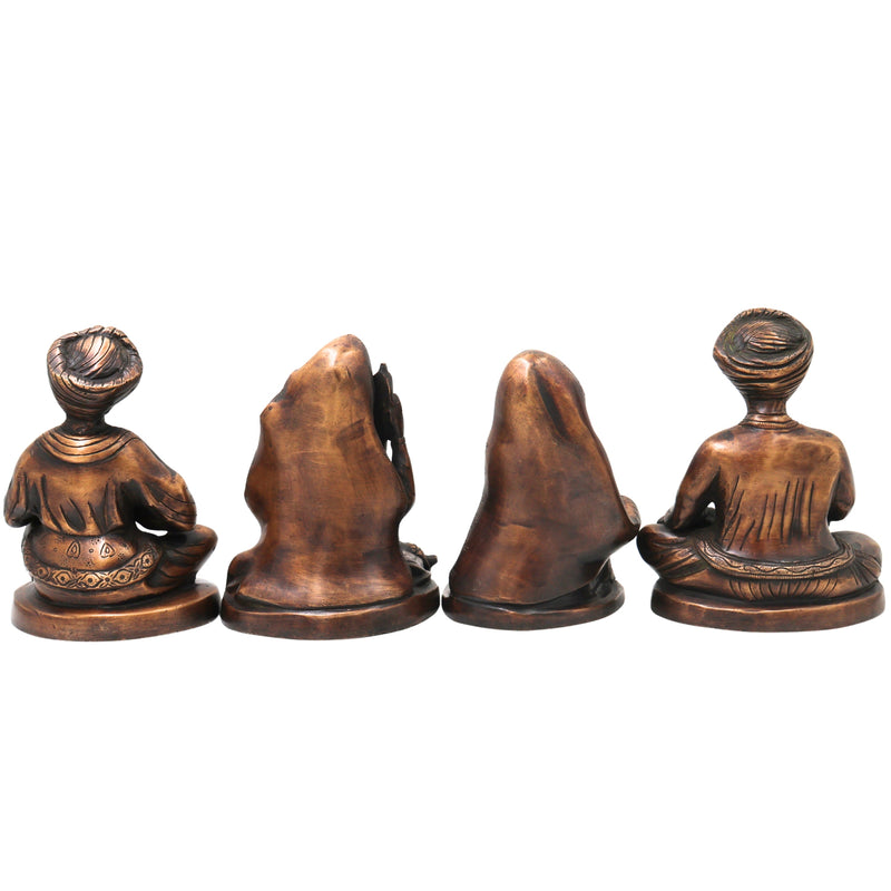 Handcrafted Brass Musician Sculpture Pair Traditional Figurines for Home Decor, Collectors & Gifting, Gold, 7 Inch, 1 Piece