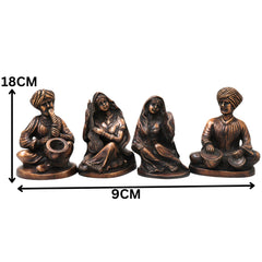 Handcrafted Brass Musician Sculpture Pair Traditional Figurines for Home Decor, Collectors & Gifting, Gold, 7 Inch, 1 Piece