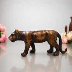 Brass Tiger Statue, Handcrafted  Royal Bengal, Wildlife Sculpture for Home Decor & Gifting, Gold, 3 Inch, 1 Piece