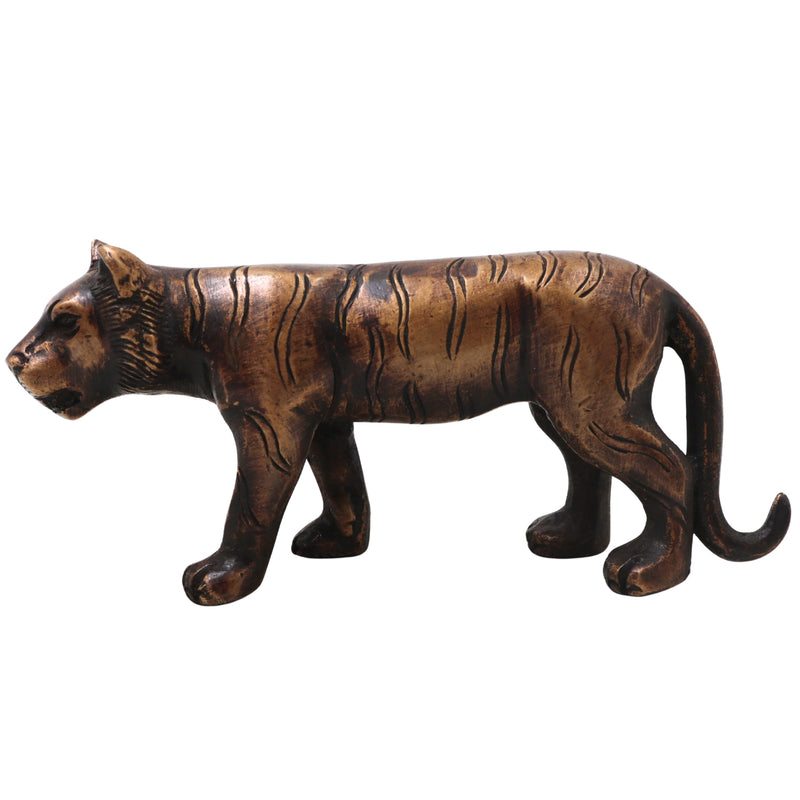 Brass Tiger Statue, Handcrafted  Royal Bengal, Wildlife Sculpture for Home Decor & Gifting, Gold, 3 Inch, 1 Piece