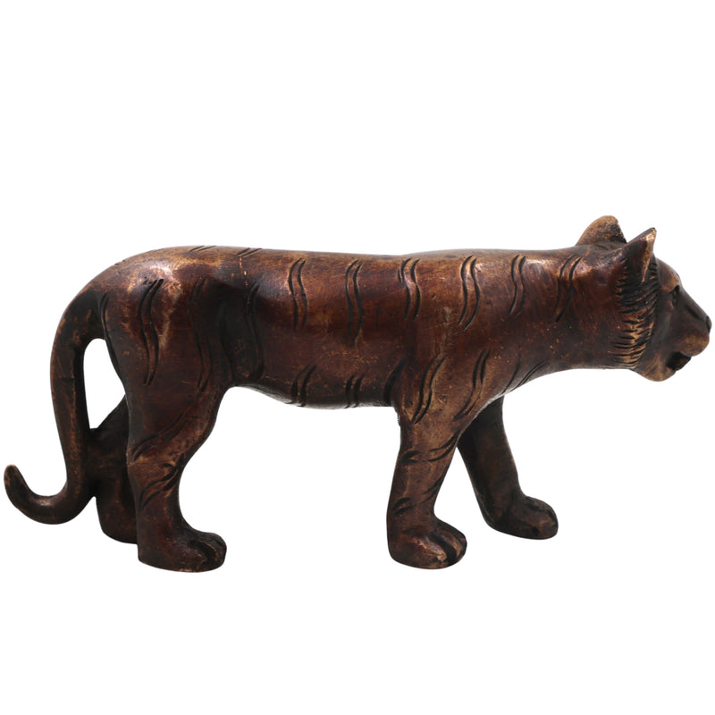 Brass Tiger Statue, Handcrafted  Royal Bengal, Wildlife Sculpture for Home Decor & Gifting, Gold, 3 Inch, 1 Piece