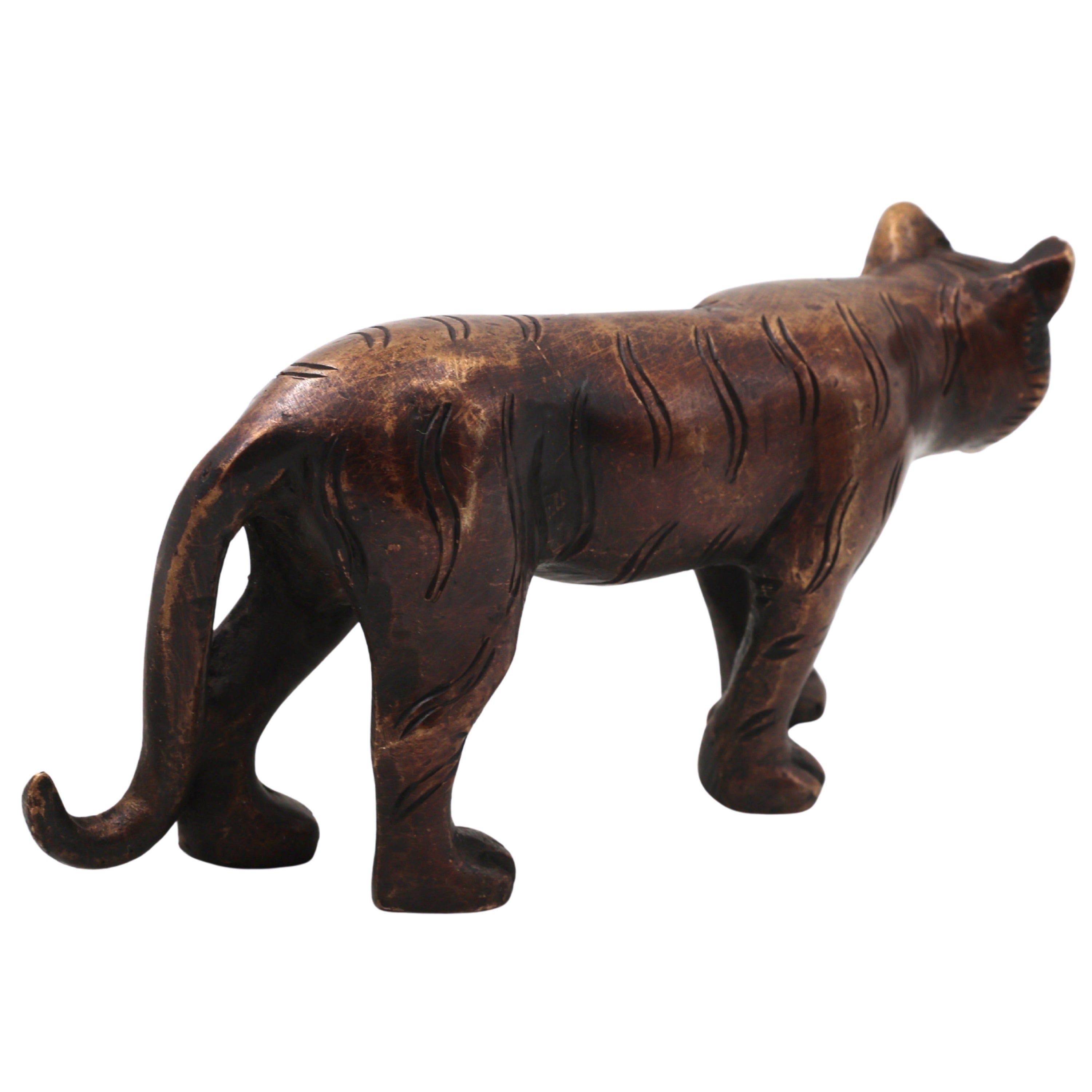 Brass Tiger Statue, Handcrafted  Royal Bengal, Wildlife Sculpture for Home Decor & Gifting, Gold, 3 Inch, 1 Piece