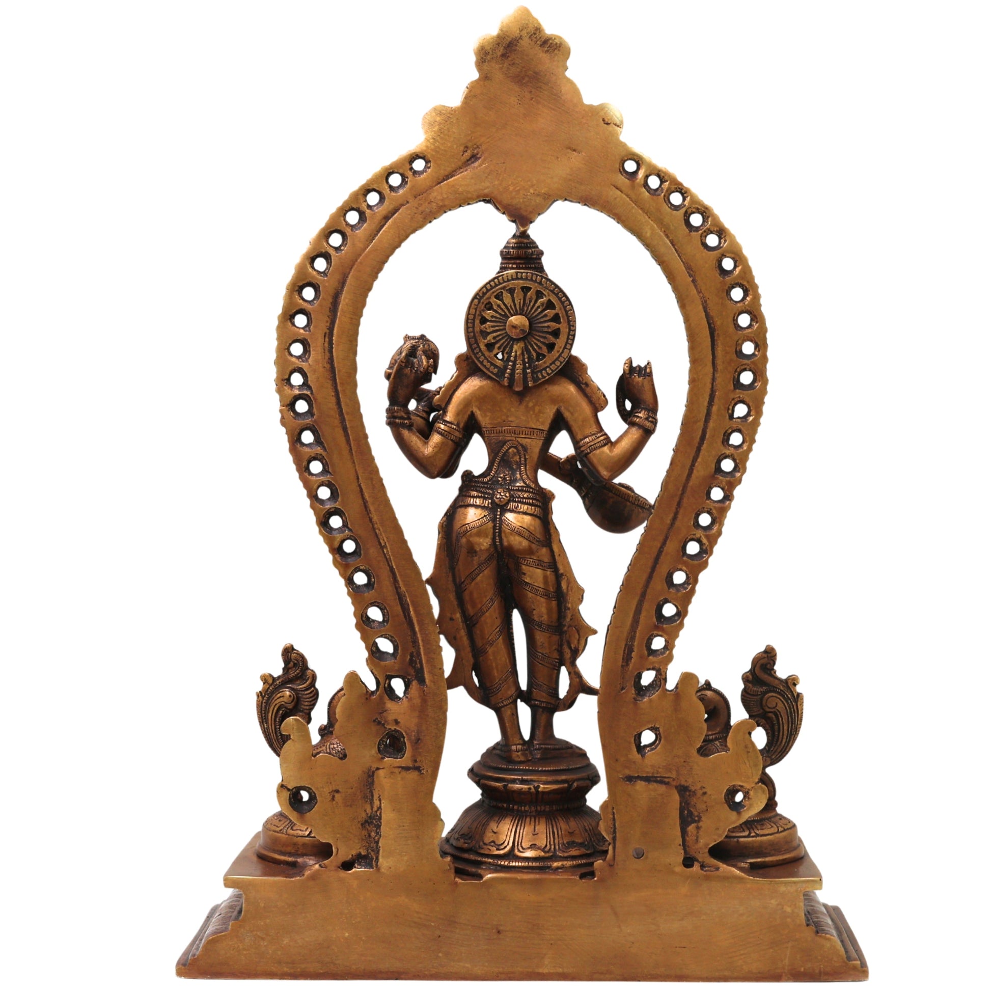 Brass Saraswati Idol, Handcrafted Vagdevi Sharadamba Murti for Pooja, Home Decor & Spiritual Gifting, Gold, 15.5 Inch, 1 Piece