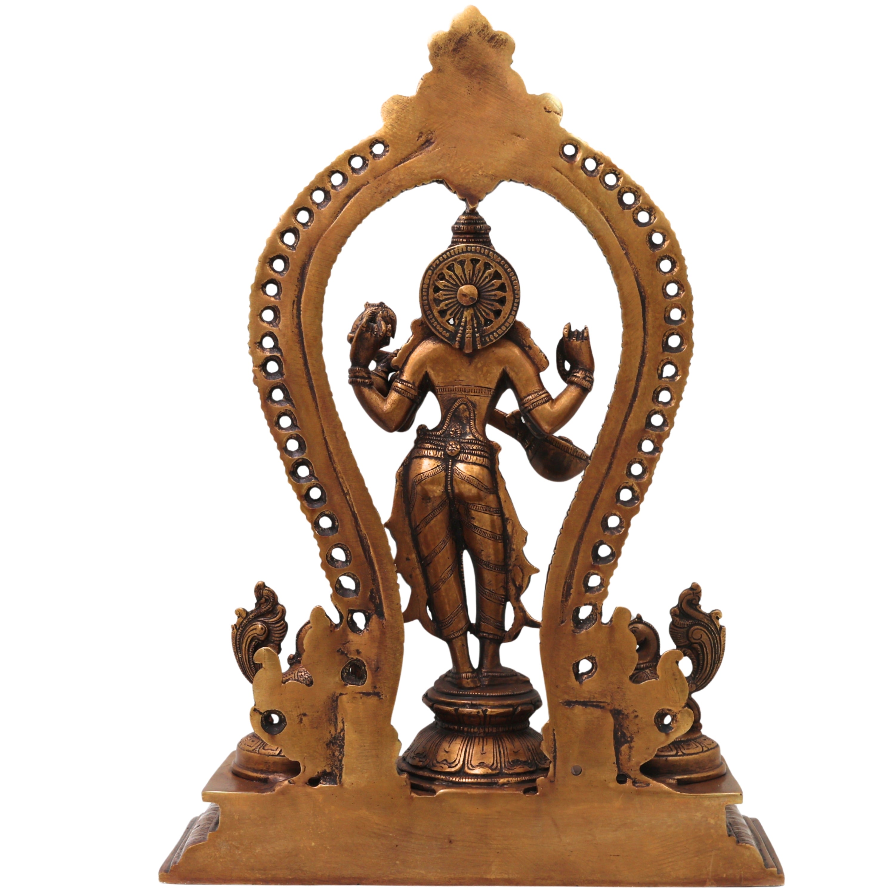 Brass Saraswati Idol, Handcrafted Vagdevi Sharadamba Murti for Pooja, Home Decor & Spiritual Gifting, Gold, 15.5 Inch, 1 Piece