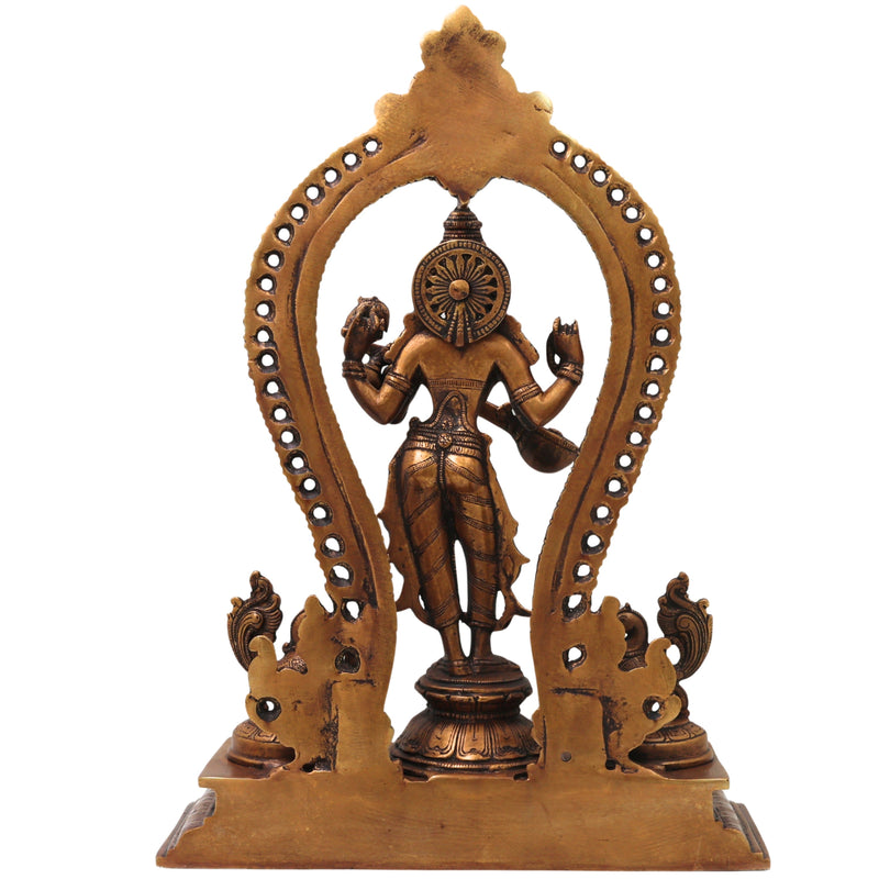 Brass Saraswati Idol, Handcrafted Vagdevi Sharadamba Murti for Pooja, Home Decor & Spiritual Gifting, Gold, 15.5 Inch, 1 Piece