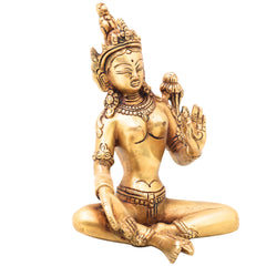 Brass Maa Tara Mahavidya Idol, Handcrafted Traditional Chola Murti for Pooja, Spiritual Decor & Gifting, Gold, 6.5 Inch, 1 Piece