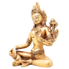 Brass Maa Tara Mahavidya Idol, Handcrafted Traditional Chola Murti for Pooja, Spiritual Decor & Gifting, Gold, 6.5 Inch, 1 Piece