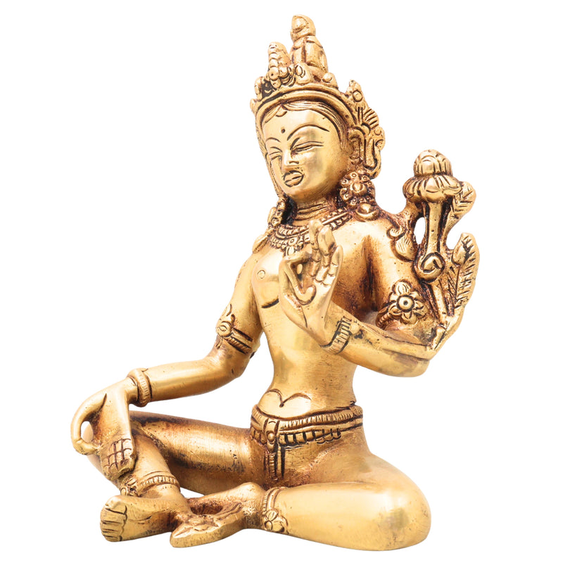 Brass Maa Tara Mahavidya Idol, Handcrafted Traditional Chola Murti for Pooja, Spiritual Decor & Gifting, Gold, 6.5 Inch, 1 Piece
