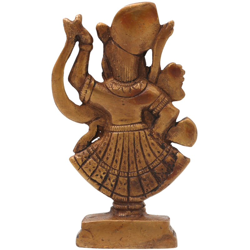 Brass Shrinathji Idol Murti Handcrafted Traditional Thakurji Govardhandhari Sculpture for Pooja Decor Gifting, Gold, 5 Inch, 1 Piece