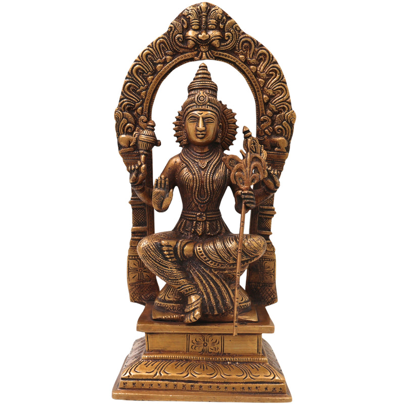 Brass Raja Rajeshwari Idol, Lalita Tripura Sundari Murti for Pooja, Home Decor, Gifting, Handcrafted Chola Art, Gold, 10.5 Inch, 1 Piece