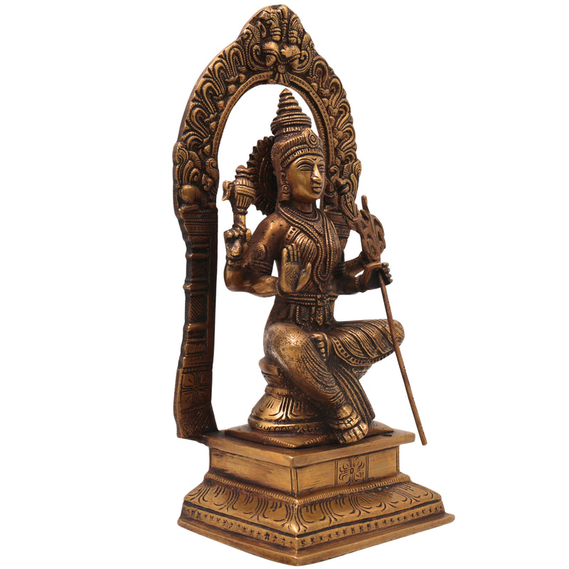 Brass Raja Rajeshwari Idol, Lalita Tripura Sundari Murti for Pooja, Home Decor, Gifting, Handcrafted Chola Art, Gold, 10.5 Inch, 1 Piece