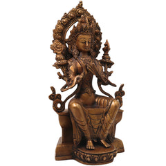 Brass Maitreya Buddha Idol, Future Buddha Ajita Bodhisattva Murti for Pooja, Home Decor, Gifting Handcrafted Traditional Sculpture, Gold, 12 Inch, 1 Piece