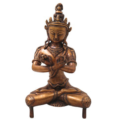 Brass Vajradhara Sattva Idol Statue Murti, Handcrafted Traditional Buddhist Sculpture for Pooja Decor Gifting, Gold, 11.5 Inch, 1 Piece
