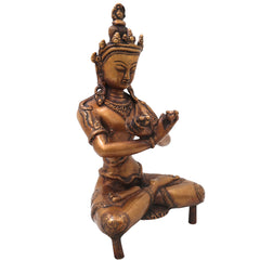 Brass Vajradhara Sattva Idol Statue Murti, Handcrafted Traditional Buddhist Sculpture for Pooja Decor Gifting, Gold, 11.5 Inch, 1 Piece