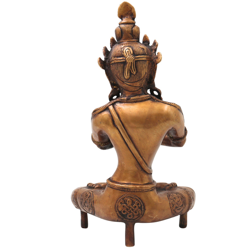 Brass Vajradhara Sattva Idol Statue Murti, Handcrafted Traditional Buddhist Sculpture for Pooja Decor Gifting, Gold, 11.5 Inch, 1 Piece
